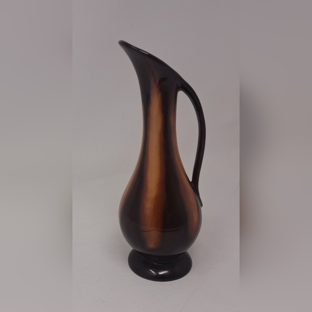 Huronia Pottery Bud Vase Pitcher Glaze Brown & Caramel Native Indian Canada 9"